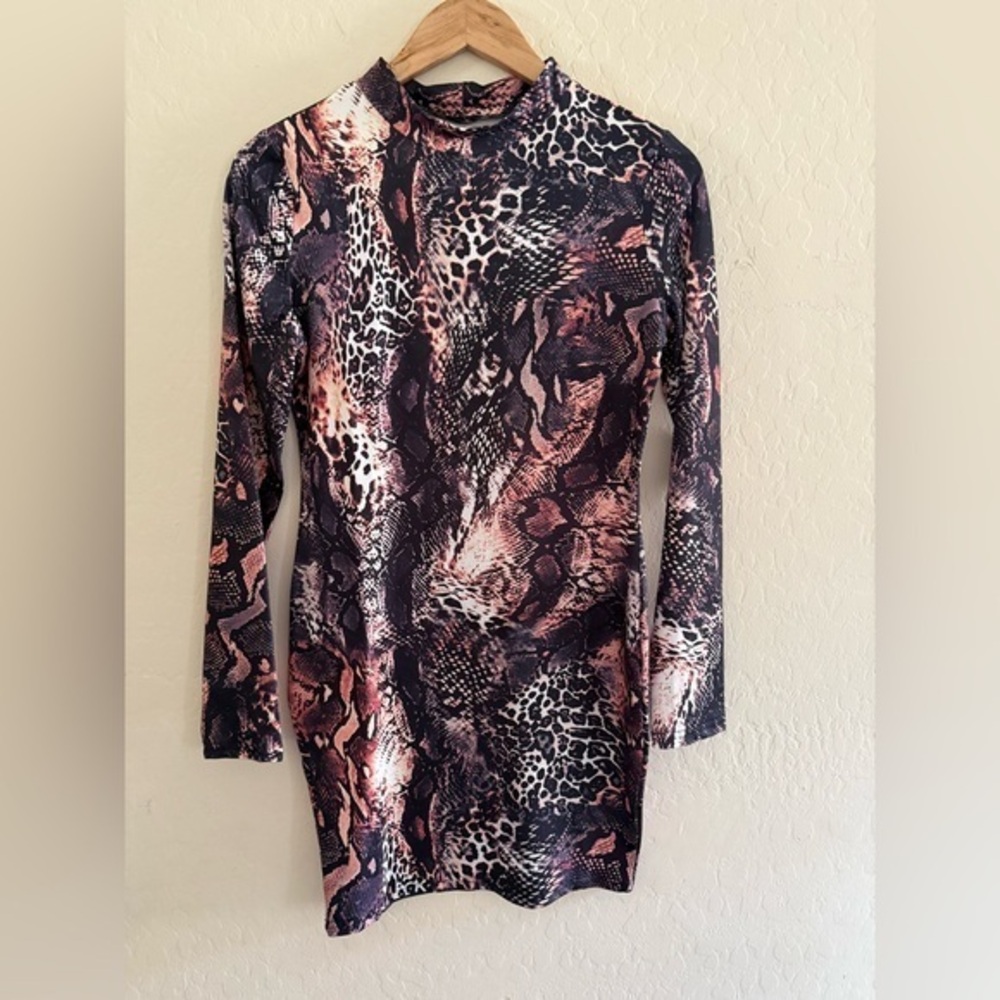 Animal Print Long Sleeve Dress